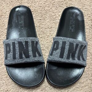 Brand New PINK Victoria's Secret Kids Slide Sandals - Black and Gray